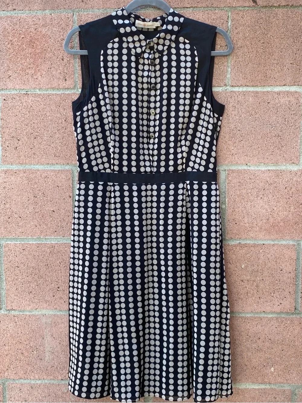 Tory Burch black and white polka dot silk shirtdress